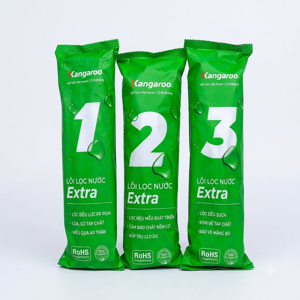 Bộ Lõi Lọc Nước Thô 1-2-3 Kangaroo Chính Hãng